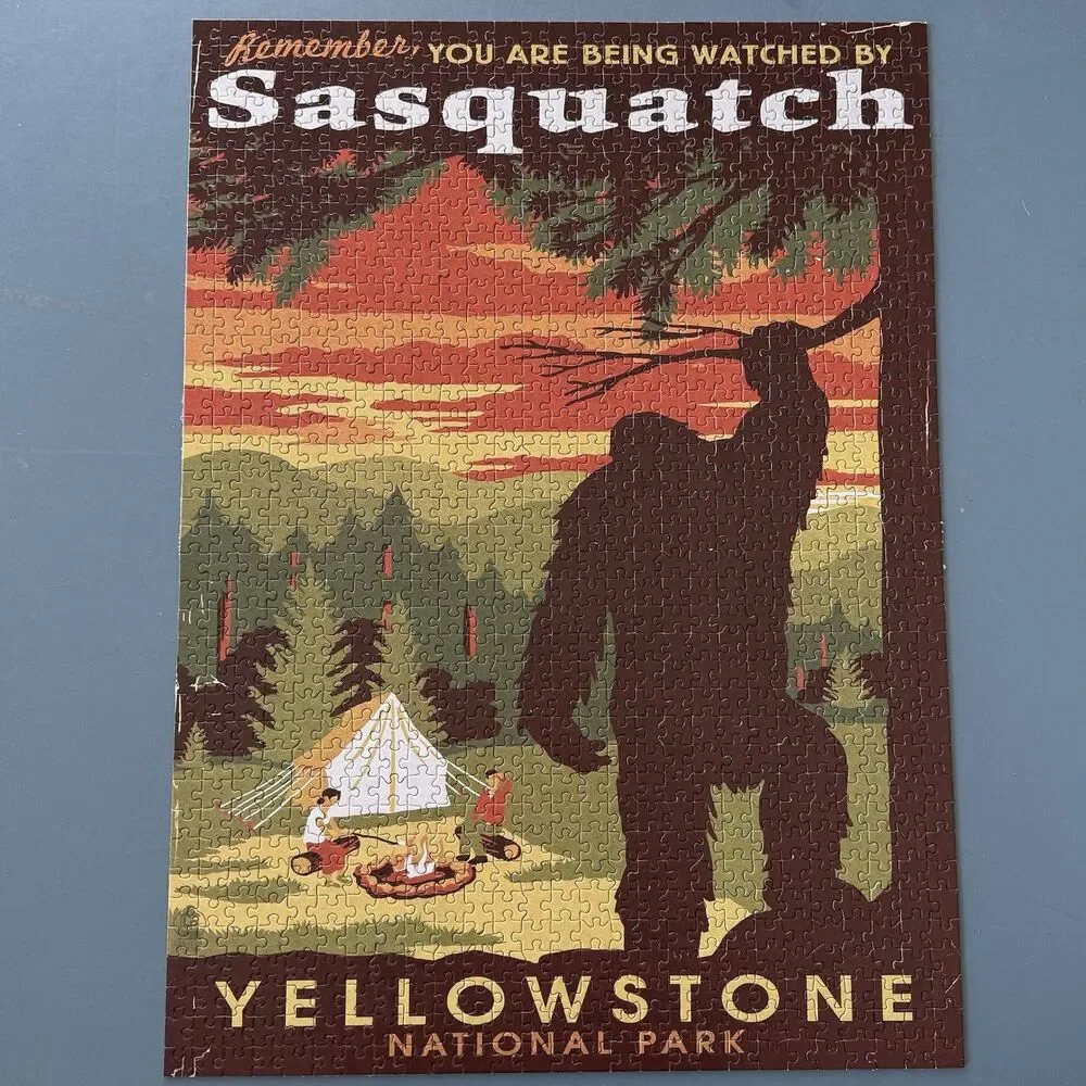 Lantern Press 1000 Piece Puzzle - Yellowstone National Park Sasquatch - Complete